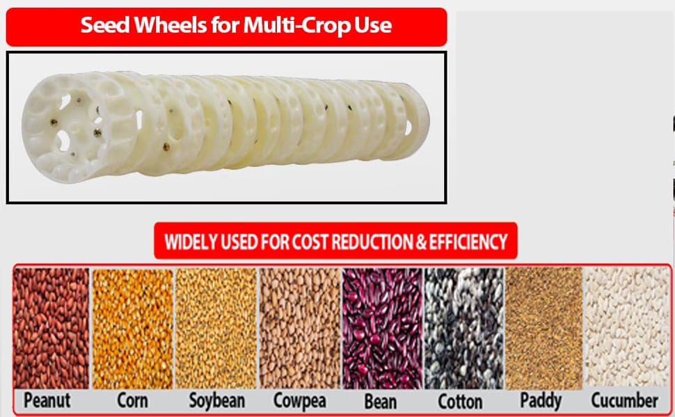 Hand Push Manual Seeder SINGLE | Precision Multi-Crop Planter for Paddy, Peanut, Maize, Soybean, Sunflower, Cotton, Beans | 13 Adjustable Seed Wheels | 12Teeth (STEEL) # Adjustable Seed Spacing