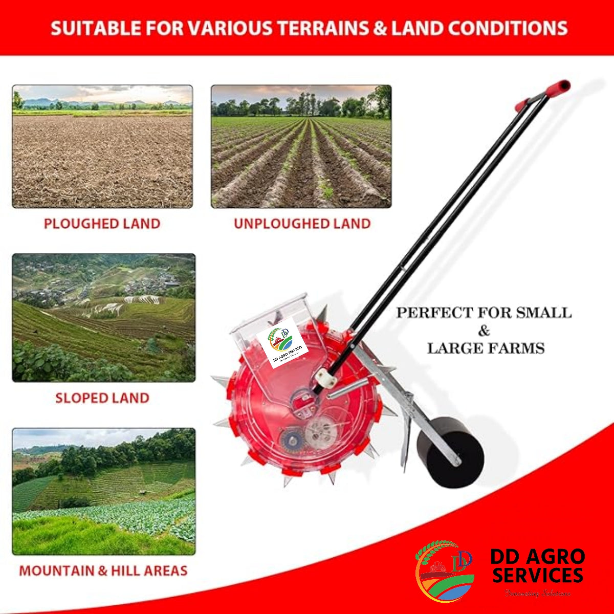 Hand Push Manual Seeder SINGLE | Precision Multi-Crop Planter for Paddy, Peanut, Maize, Soybean, Sunflower, Cotton, Beans | 13 Adjustable Seed Wheels | 12Teeth (STEEL) # Adjustable Seed Spacing